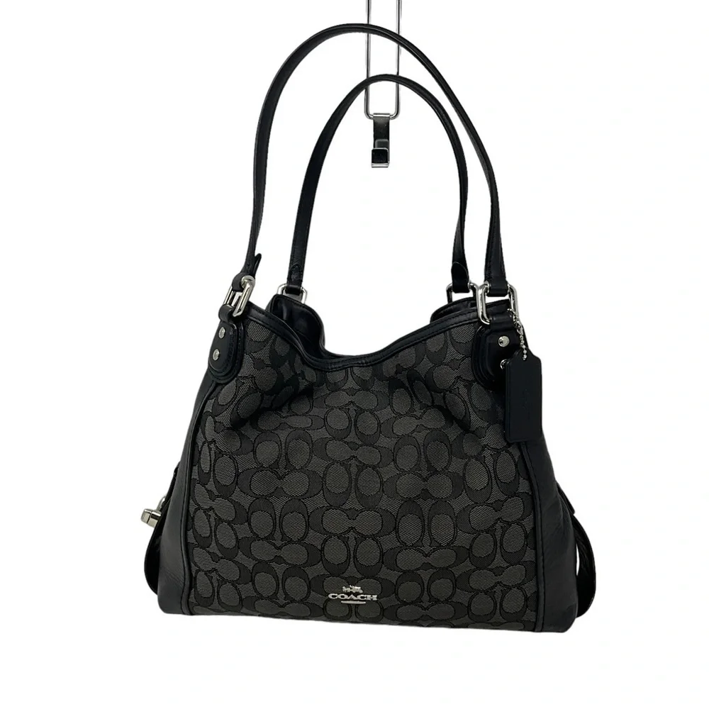 Coach Edie Shoulder Bag 31 Signature Canvas‎ and Leather Horse and Carriage Tote